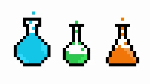 Potion bottles pixel art animation on white background Stock Footage 319808481