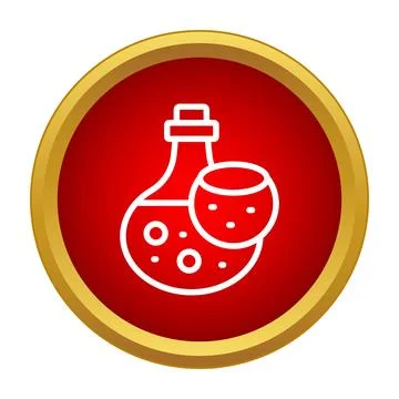 Potion flask with bubbling liquid icon Stock Illustration