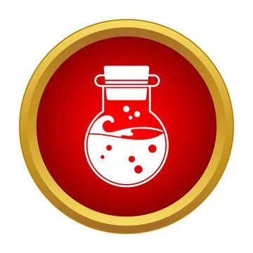 Potion flask icon with bubbling liquid Stock Illustration