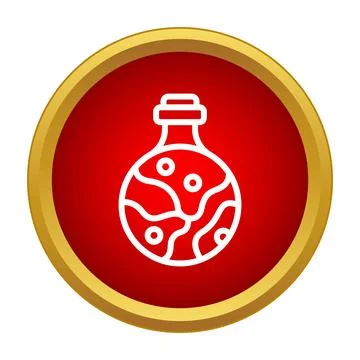 Potion flask with magic liquid icon button Stock Illustration