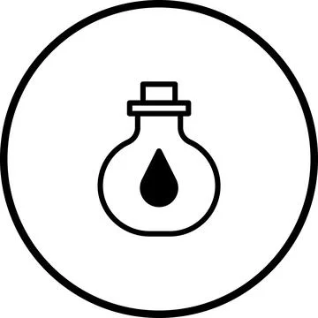 Potion Icon in Circle: Vector Illustration of Magic Elixir Symbol with Drop Stock Illustration