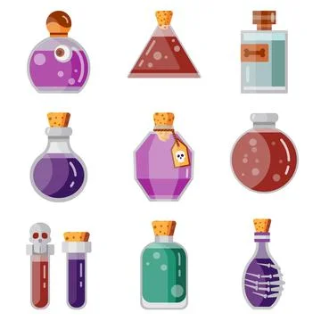 Potion Magic Bottles Fantasy Flat Gaming Icon Stock Illustration