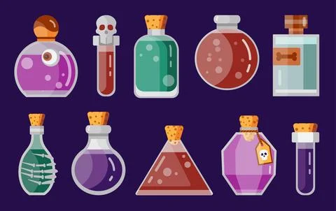 Potion Magic Bottles Fantasy Flat Gaming Icon Stock Illustration