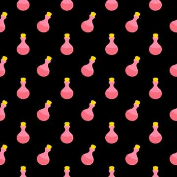 Potion pattern and glass flasks Stock Illustration