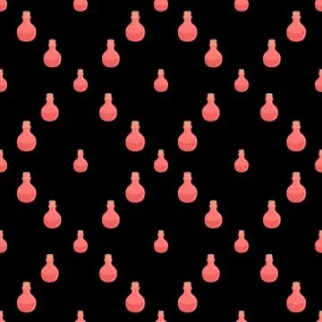 Potion pattern on black background. magical elixir Stock Illustration