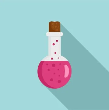 Potion pink flask icon, flat style Stock Illustration