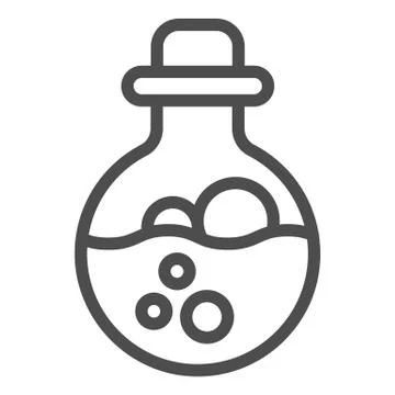 Potion scale with bubbles line icon, halloween concept, mana in bottle with Stock Illustration