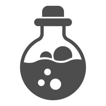 Potion scale with bubbles solid icon, halloween concept, mana in bottle with 스톡 일러스트