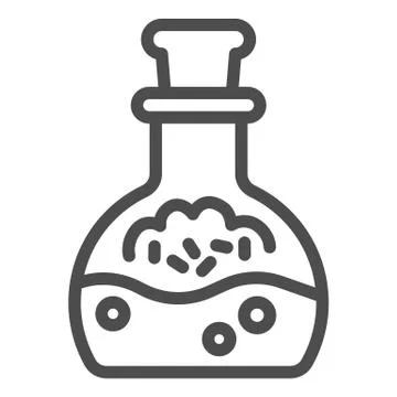 Potion in scale with stopper line icon, halloween concept, mana in bottle sign Stock Illustration