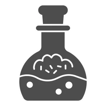 Potion in scale with stopper solid icon, halloween concept, mana in bottle sign Illustrazione stock