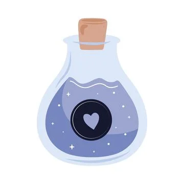 Potion spell flask with heart esoteric icon Stock Illustration