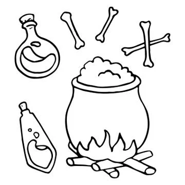 Potion stuff icon set on white isolated backdrop Illustrazione stock