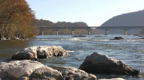 Potomac River Highway Bridge Stock Footage 10773504