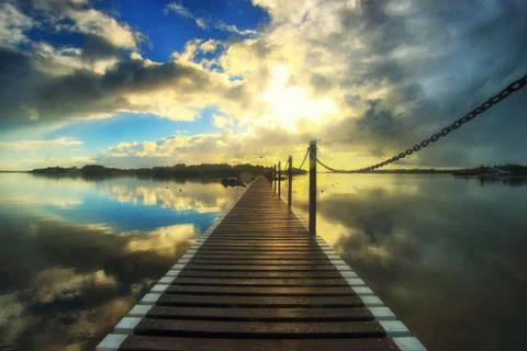 Potoon jetty at sunset Stock Photos