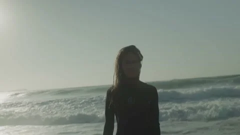 Potrait of a surf girl Stock Footage 220416759