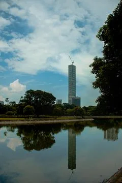 Potrait of a tower reflection. Stock Photos