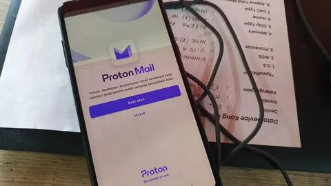 Potrait use proton mail in phone Stock Photos