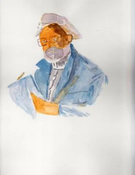 Potrait of a writer Stock Illustration