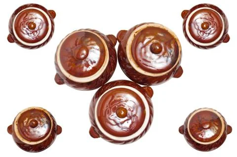 Pots for baking on white background Stock Photos