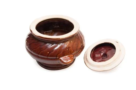 Pots for baking on white background Stock Photos