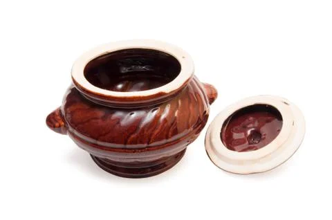 Pots for baking on white background Stock Photos