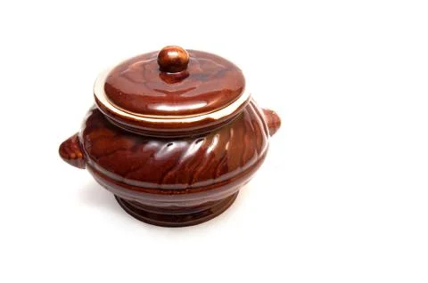 Pots for baking on white background Stock Photos