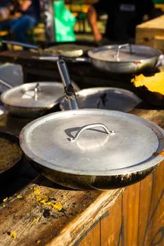 Pots with lids Stock Photos