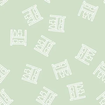 Pots on shelf line vector seamless pattern Stock Illustration