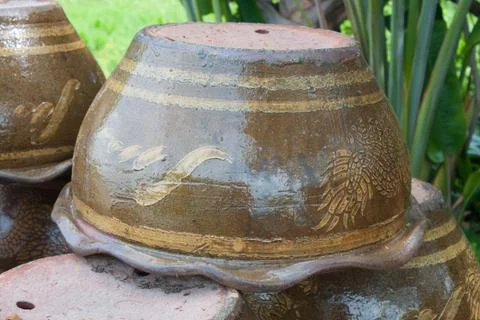 Pots upside dragon Stock Photos