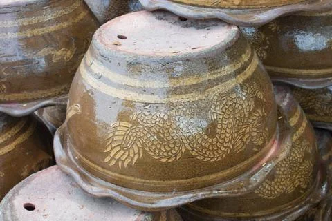 Pots upside dragon Stock Photos