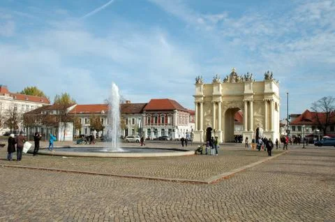 POTSDAM, GERMANY - OCTOBER 19: Luisenplatz (square) and Brandenburger Tor (Br Stock Photos
