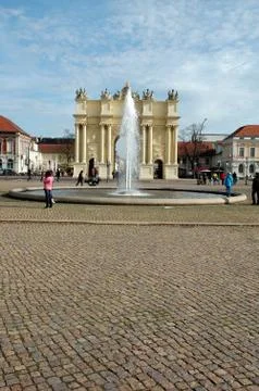 POTSDAM, GERMANY - OCTOBER 19: Luisenplatz (square) and Brandenburger Tor (Br Stock Photos