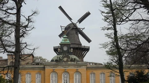 Potsdam, New Chambers and Windmill nearby Sanssouci palace, Germany Stock Footage 64124943