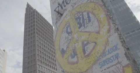 Potsdamer Platz and Berlin Wall Section - Berlin, Germany - 4K Stock Footage 68499229
