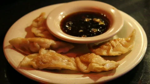 Potstickers tight with Chopsticks Stock Footage