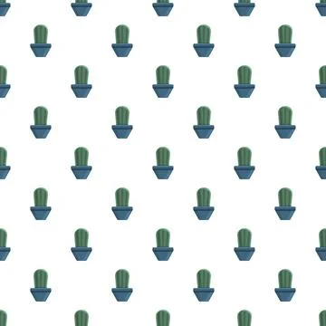 Potted cactus plants creating seamless pattern background Stock Illustration