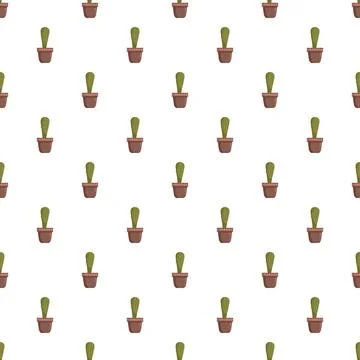 Potted cactus plants creating seamless pattern background Illustrazione stock