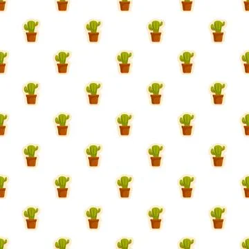 Potted cactus repeating seamless pattern background design Stock Illustration