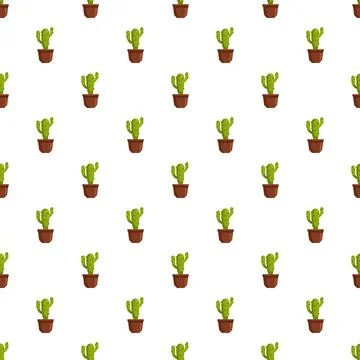 Potted cactus seamless pattern creating a botanical background Illustrazione stock