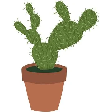 Potted cactus vector prickly flat flower icon 스톡 일러스트
