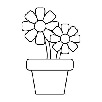 Potted flowers decoration Stock Illustration