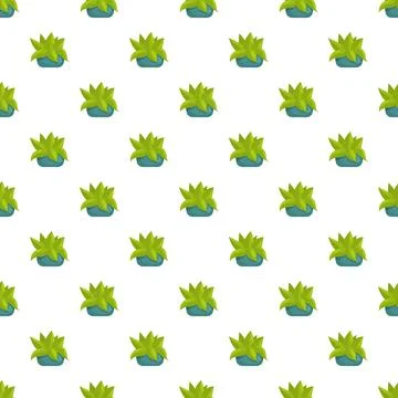 Potted green plant element repeating in a seamless pattern design Stock Illustration