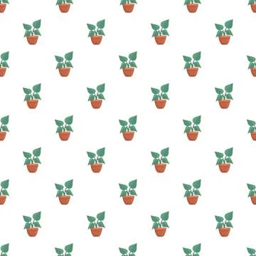Potted green plant pattern background for decoration Stockillustratie