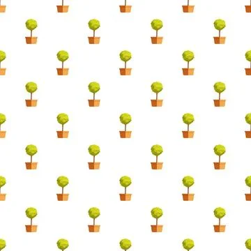 Potted green plant pattern repeating seamless background Stockillustratie