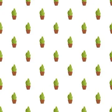 Potted green plant pattern on white background Stock Illustration