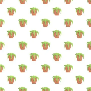 Potted green plants creating a decorative seamless pattern Stock Illustration
