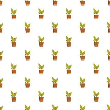 Potted green plants creating a repeating seamless pattern Stock Illustration