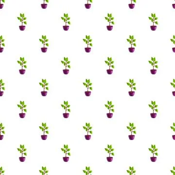 Potted green plants creating seamless pattern background Stock Illustration