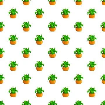 Potted green plants creating seamless decorative pattern Stock Illustration