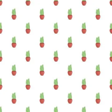 Potted green plants creating a seamless repeating pattern 스톡 일러스트